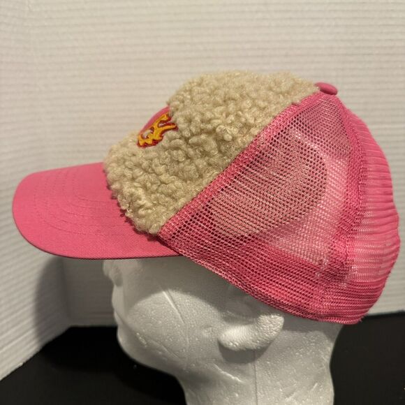 Wild Fable Flaming Heart Sherpa Hat Cap Snapback Adjustable Mesh Back Pink - Picture 4 of 7